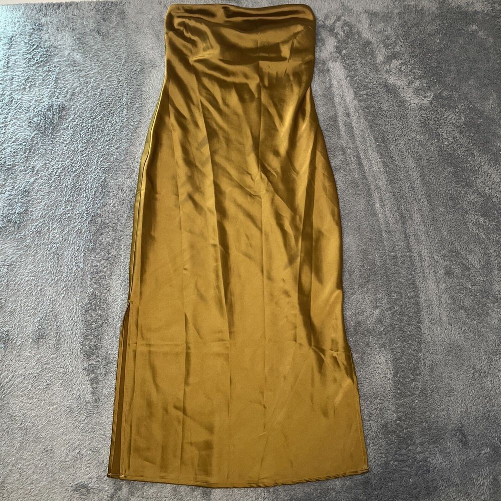 Urban Outfitters Gold Brown Women's Strapless Dress Silky US SZ XS